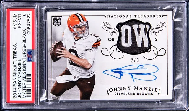 2014 Panini National Treasures Football Johnny Manziel Signed Patch #MS-JM card image