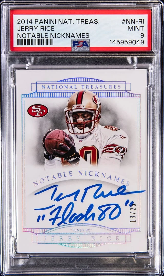 2014 Panini National Treasures Jerry Rice Notable Nicknames #NN-RI card image