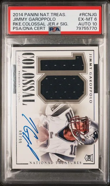 2014 Panini National Treasures Jimmy Garoppolo Colossal Jersey Number Signature #RCN-JG card image