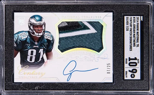 2014 Panini National Treasures Jordan Matthews Century Patch Signatures #305 card image