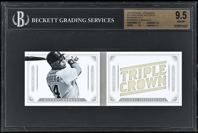 2014 Panini National Treasures Miguel Cabrera Star Jumbo Materials Nicknames #10 card image