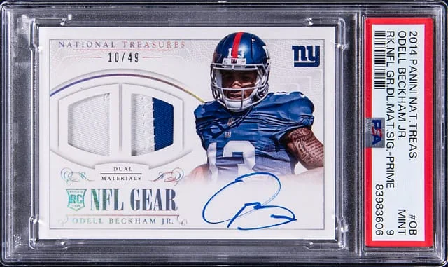2014 Panini National Treasures Odell Beckham Jr. Nfl Gear Dual Materials Signatures #OB card image
