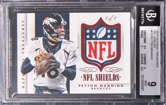 2014 Panini National Treasures Peyton Manning NFL Shields #SH-PM card image