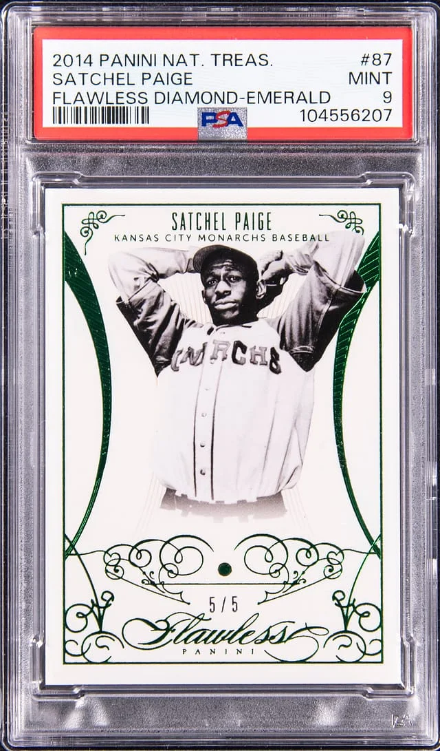 2014 Panini National Treasures Satchel Paige Flawless Diamond Emerald #87 card image