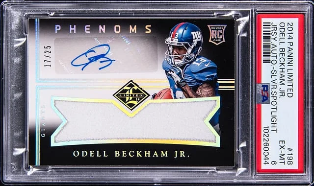 2014 Panini Odell Beckham Jr. Limited Jersey Autograph Silver Spotlight #198 card image
