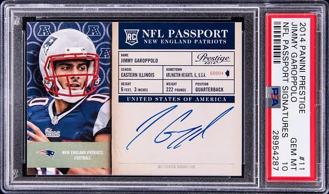 2014 Panini Prestige Jimmy Garoppolo NFL Passport Signatures #11 card image