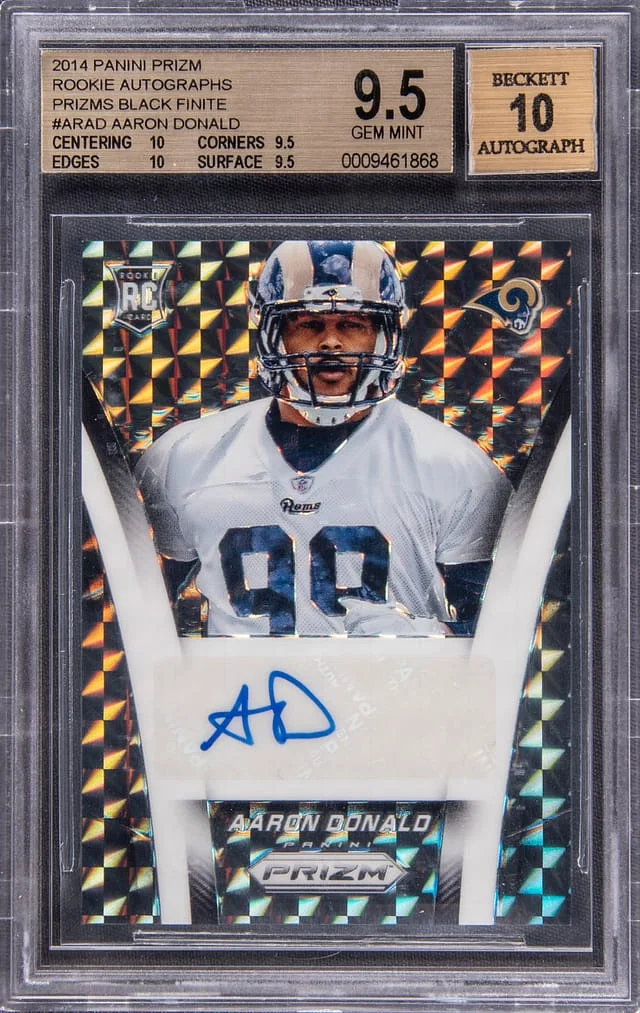2014 Panini Prizm Aaron Donald Autographs Black Finite Prizm #AR-AD card image