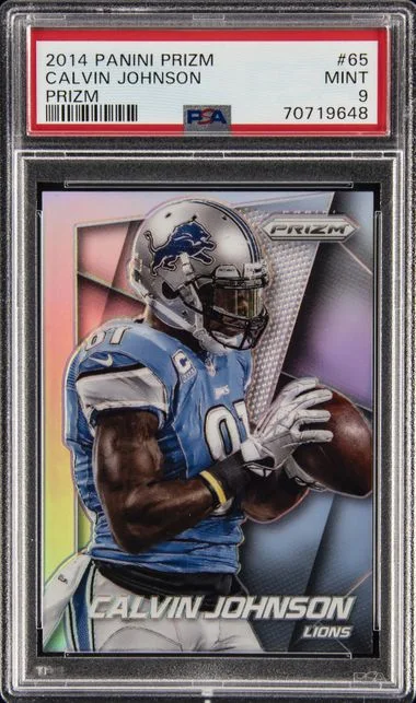 2014 Panini Prizm Calvin Johnson Light Blue Wave Prizm #65 card image
