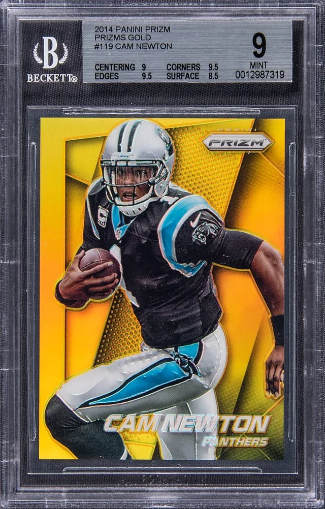 2014 Panini Prizm Cam Newton Gold #119 card image