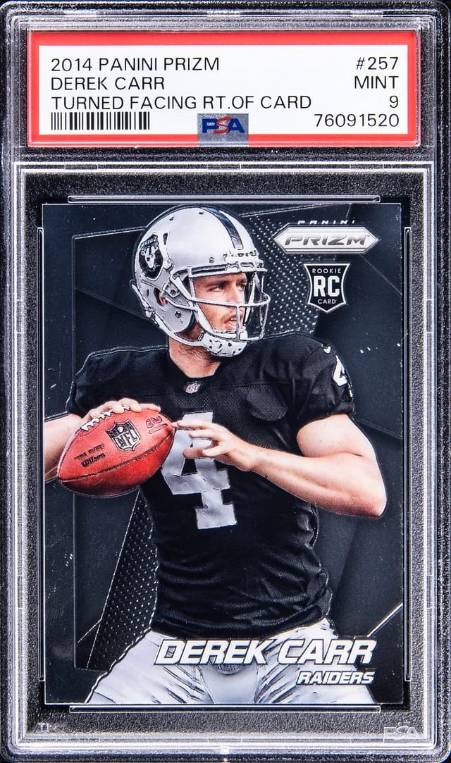 2014 Panini Prizm Derek Carr Turned Facing RT. Of Card #257 card image