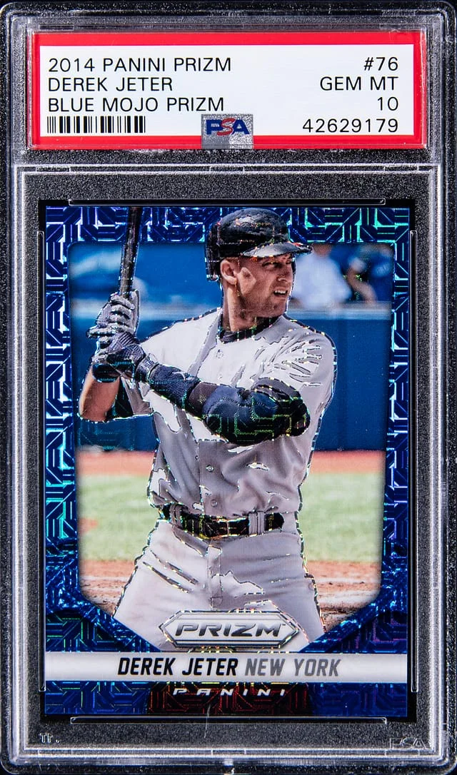 2014 Panini Prizm Derek Jeter Blue Mojo Prizm #76 card image