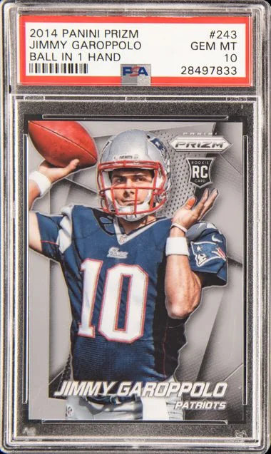 2014 Panini Prizm Hand 243 Jimmy Garoppolo Ball In #1 card image