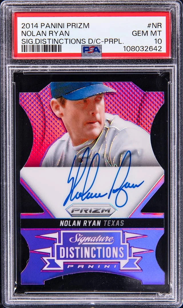 2014 Panini Prizm Nolan Ryan Signature Distinctions Die-Cut Purple #NR card image
