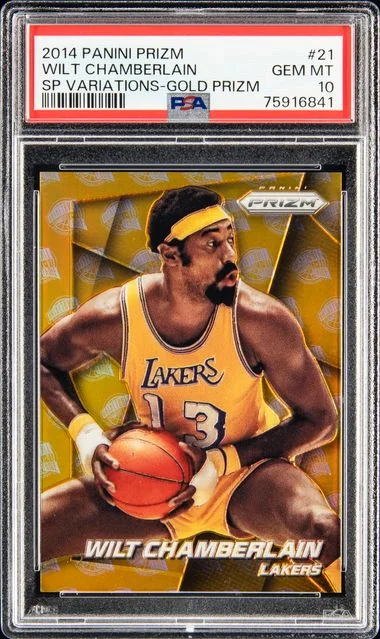2014 Panini Prizm Wilt Chamberlain SP Variations Gold Prizm #21 card image