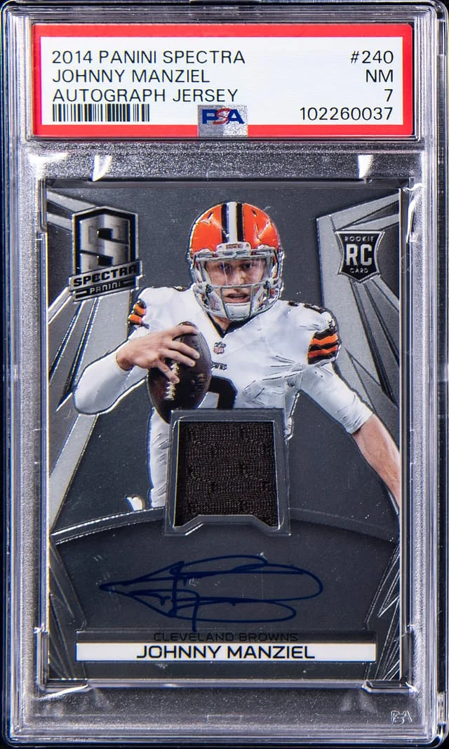 2014 Panini Spectra Johnny Manziel Autograph Jersey #240 card image