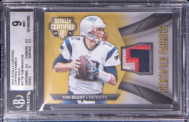 2014 Panini Tom Brady Totally Certified Fabrics Prime Gold #CF-TB card image