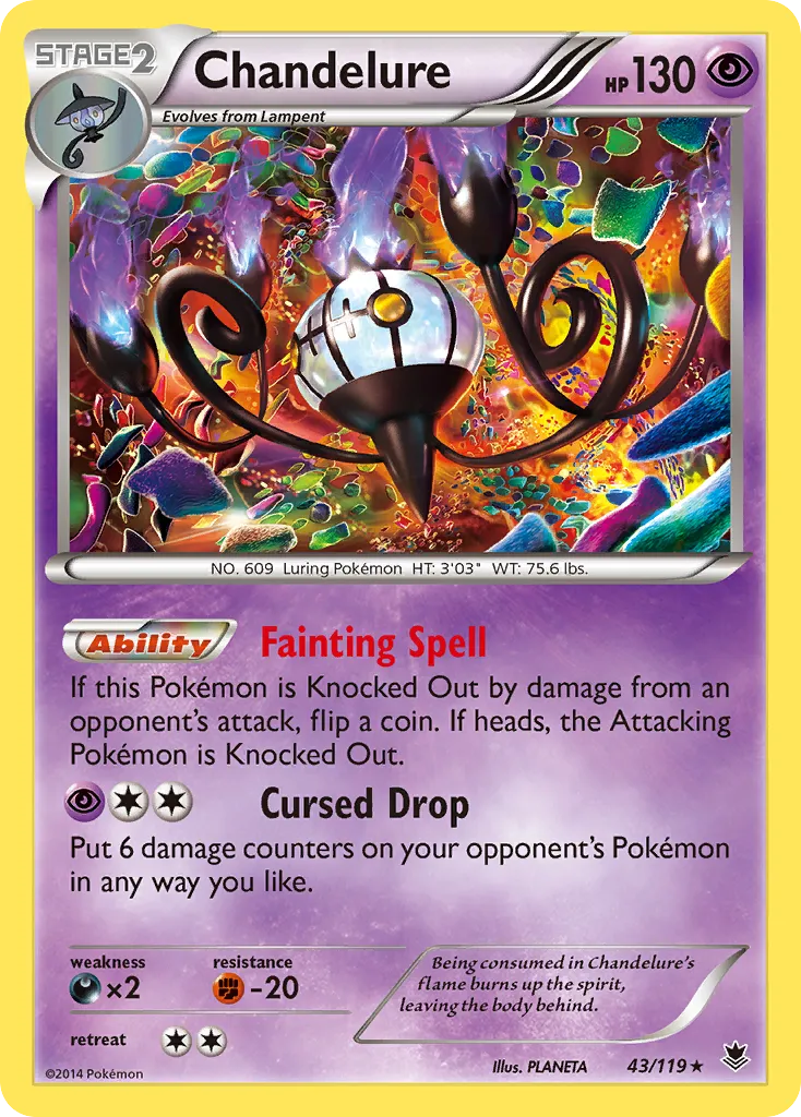 2014 Phantom Forces Chandelure Rare Holo #043/119 Rare Holo card image