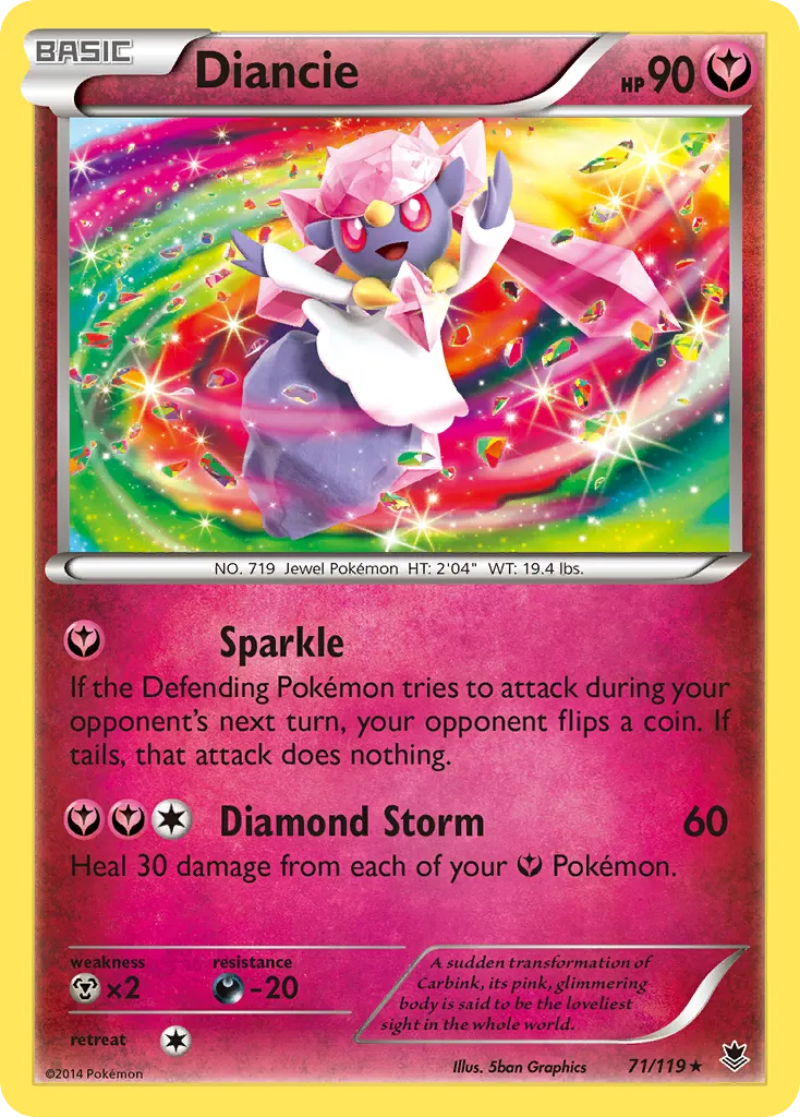 2014 Phantom Forces Diancie #071/119 Rare Holo card image