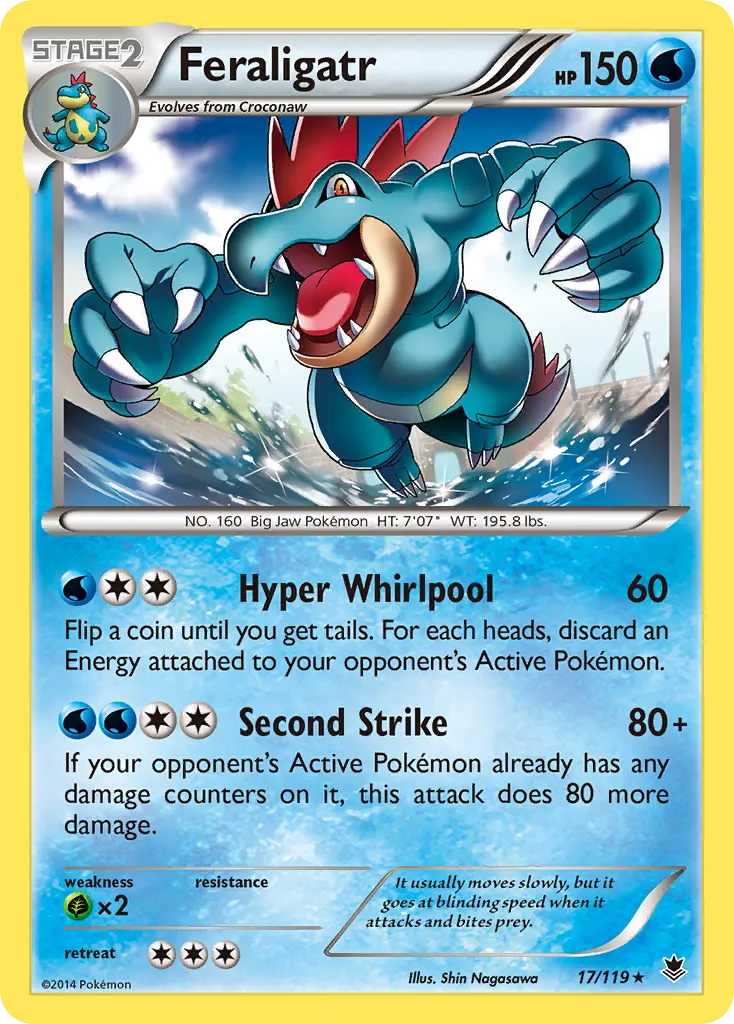 2014 Phantom Forces Feraligatr #017/119 Rare Holo card image