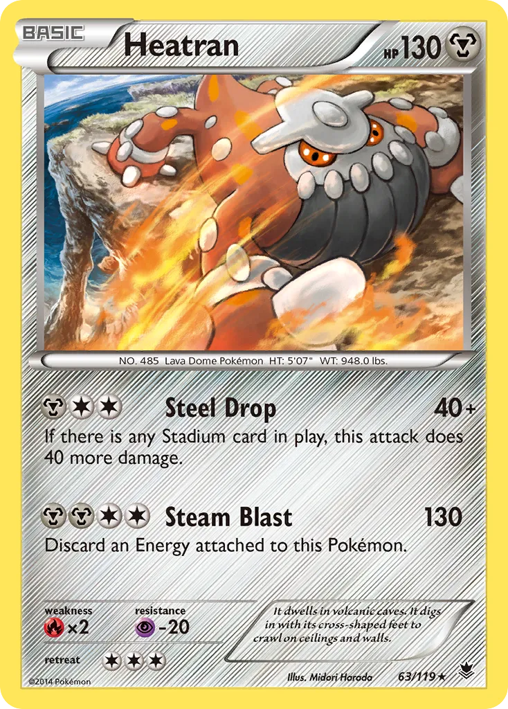 2014 Phantom Forces Heatran #063/119 Rare Holo card image