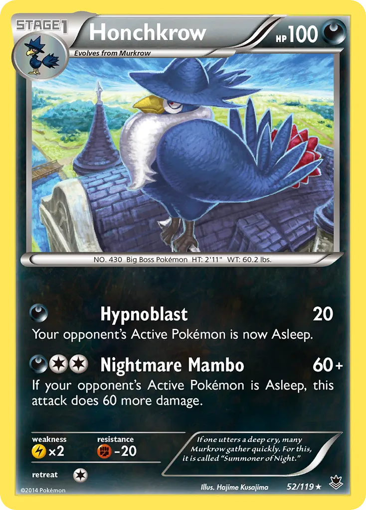 2014 Phantom Forces Honchkrow Rare #052/119 Rare card image