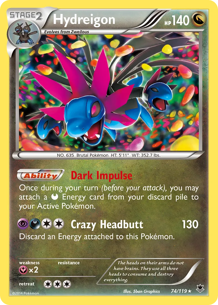 2014 Phantom Forces Hydreigon Rare Holo #074/119 Rare Holo card image