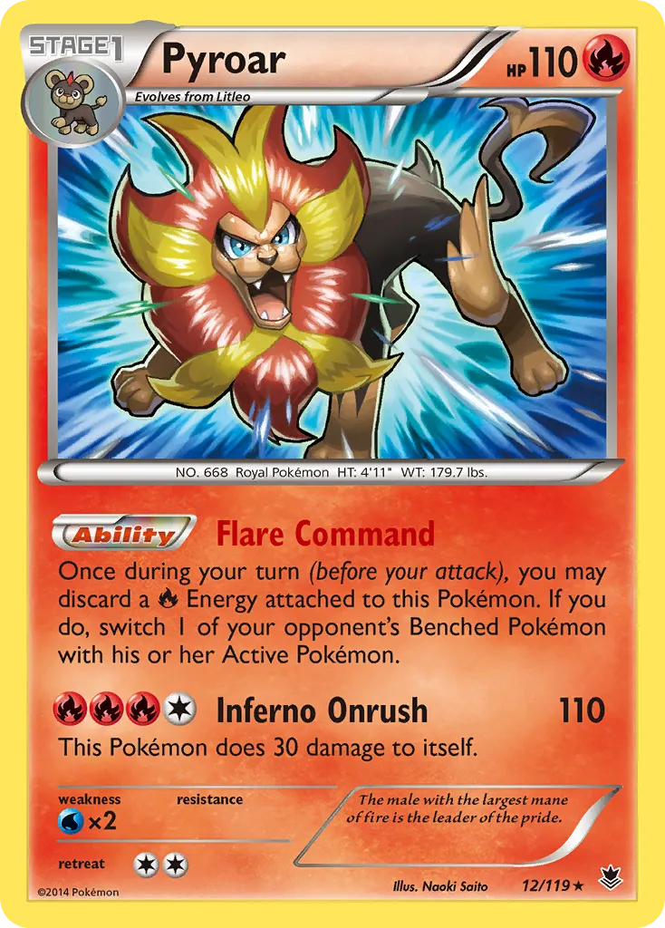 2014 Phantom Forces Pyroar Rare Holo #012/119 Rare Holo card image