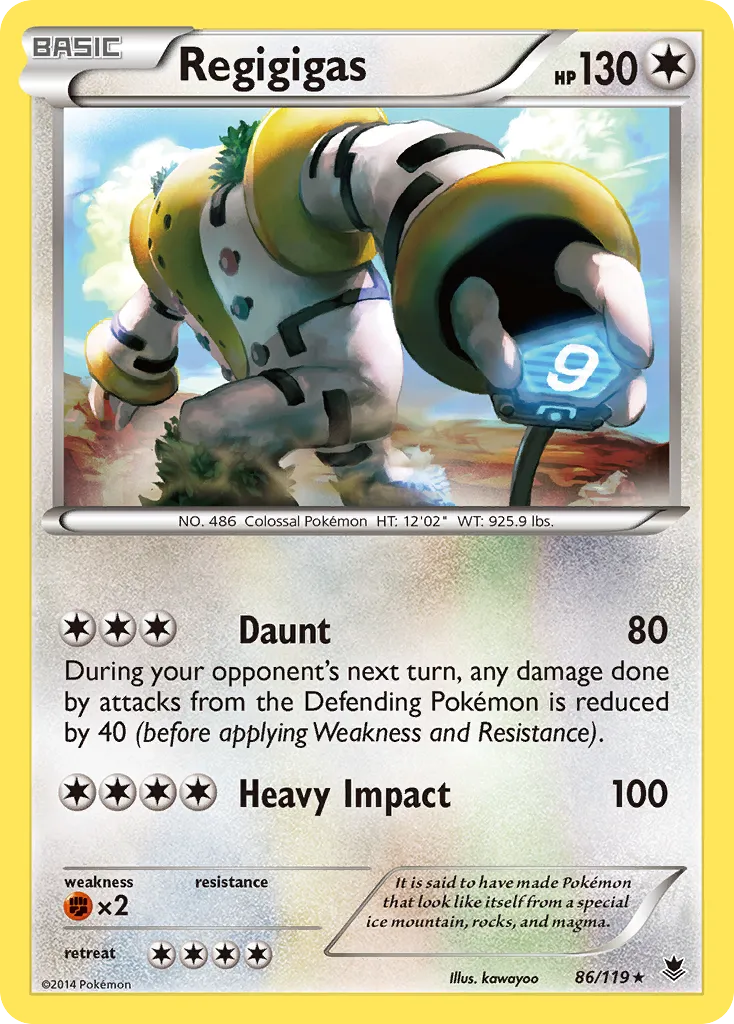 2014 Phantom Forces Regigigas Rare Holo #086/119 Rare Holo card image