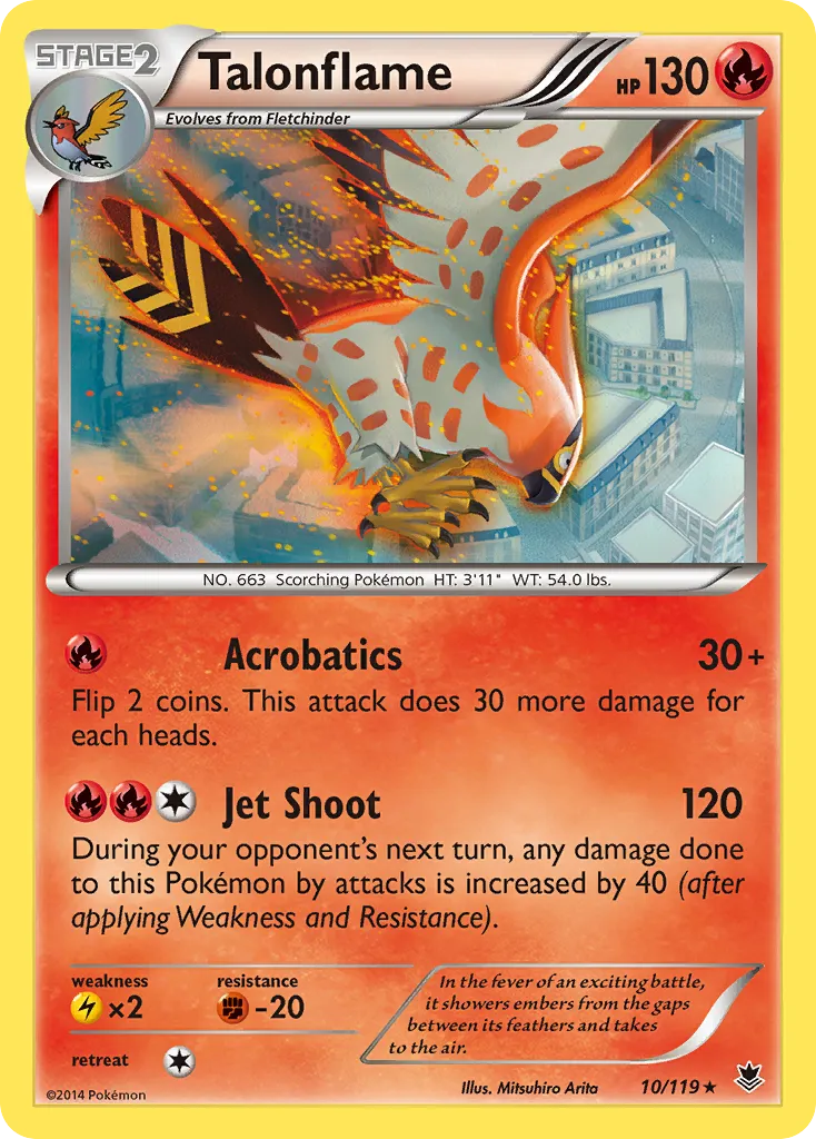 2014 Phantom Forces Talonflame Rare #010/119 Rare card image
