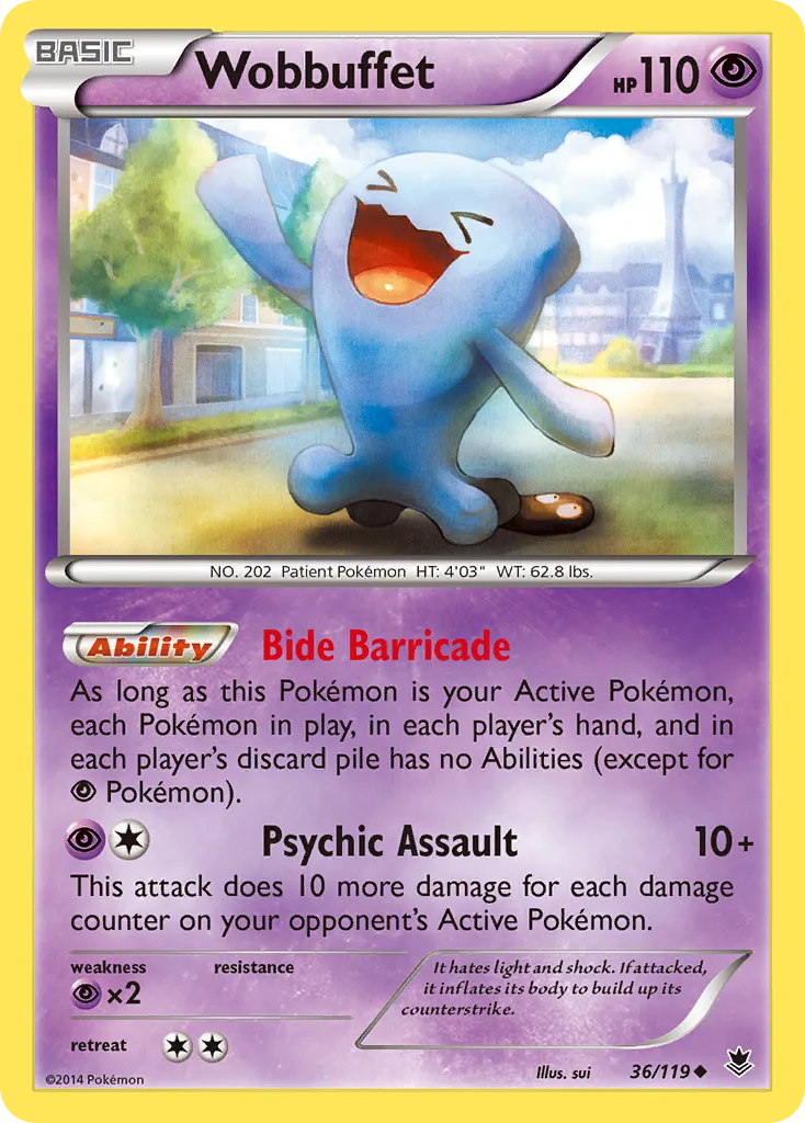 2014 Phantom Forces Wobbuffet Uncommon #036/119 Uncommon card image
