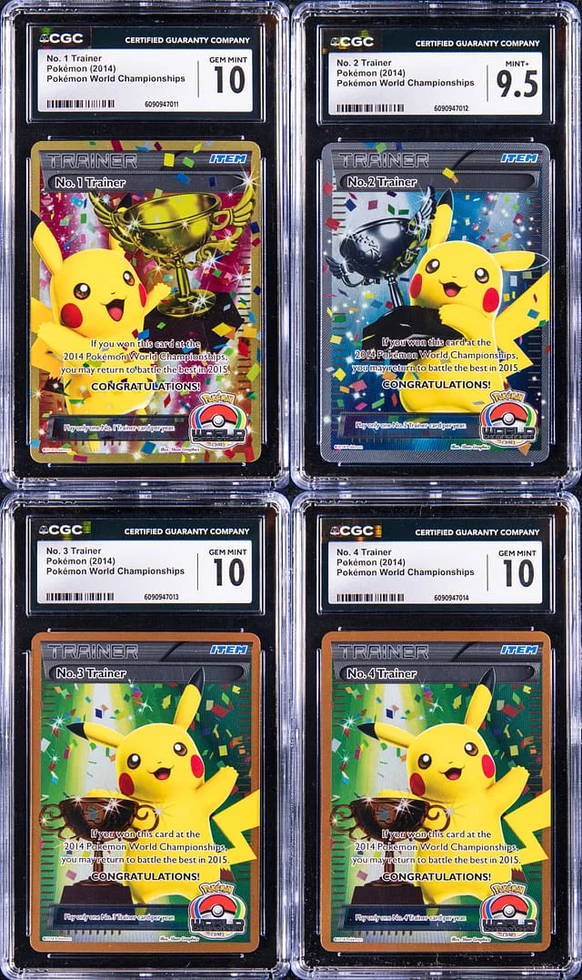 2014 Pokemon World Championships No. Trainer Pikachu Trophy #1-4 card image