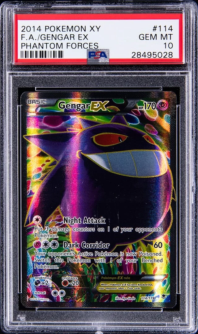 2014 Pokemon XY Phantom Forces Full Art Ultra Rare Gengar EX #114 card image