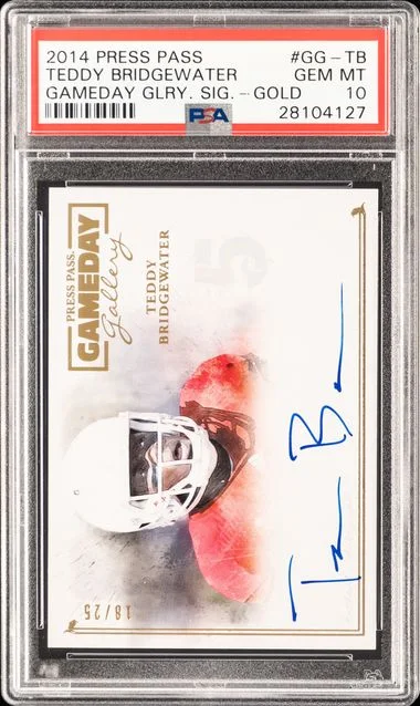 2014 Press Pass Gameday Gallery Signatures Gold Teddy Bridgewater #GG-TB card image