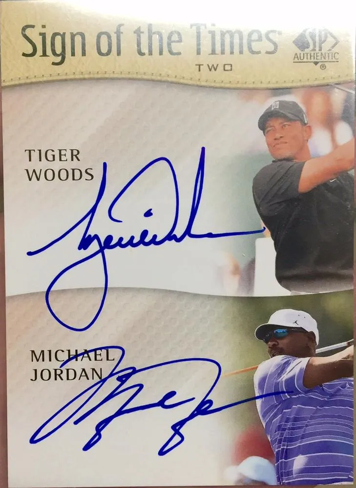 2014 SP Authentic Michael Jordan Sign of the Times Duals #ST2-JW card image