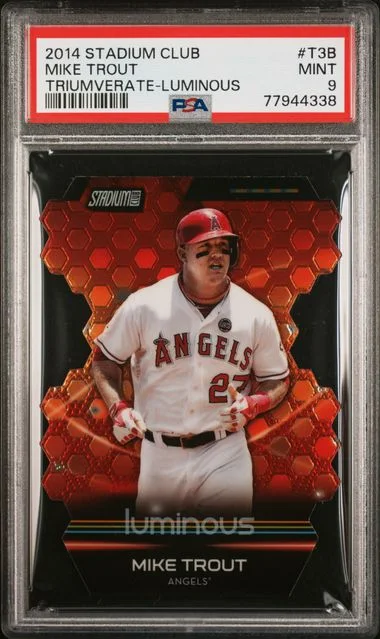 2014 Stadium Club Mike Trout Triumverate #T3B card image