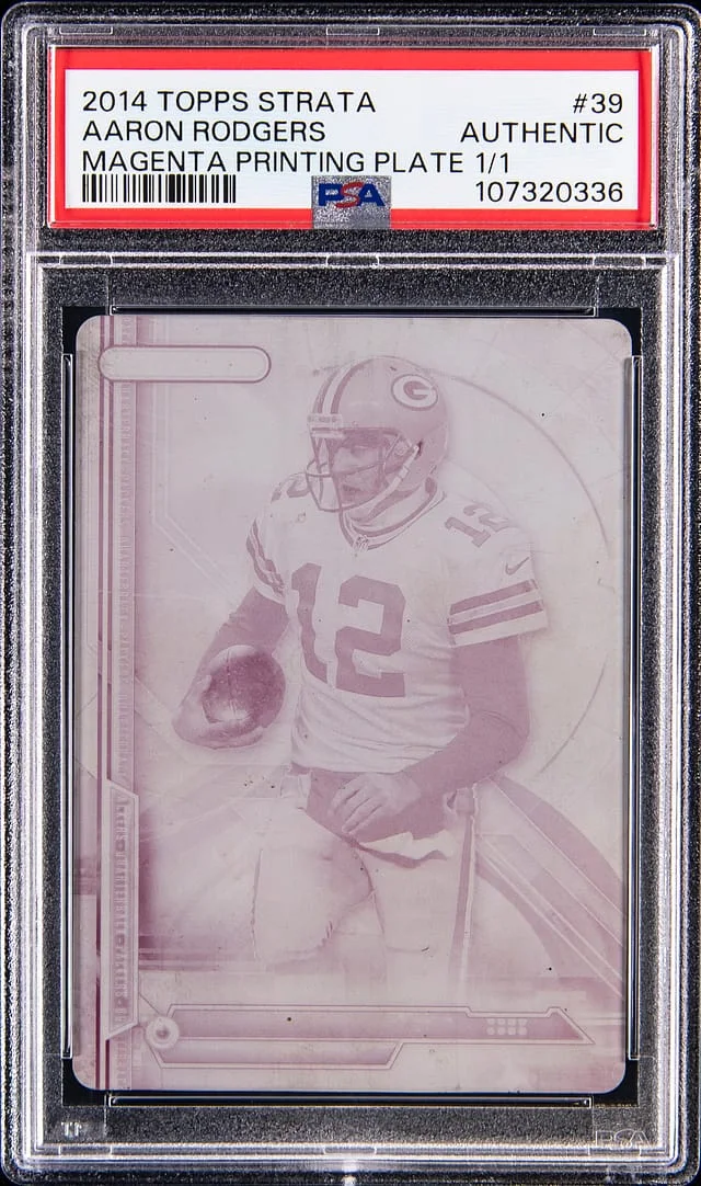 2014 Topps Aaron Rodgers Strata Magenta Printing Plate #39 card image