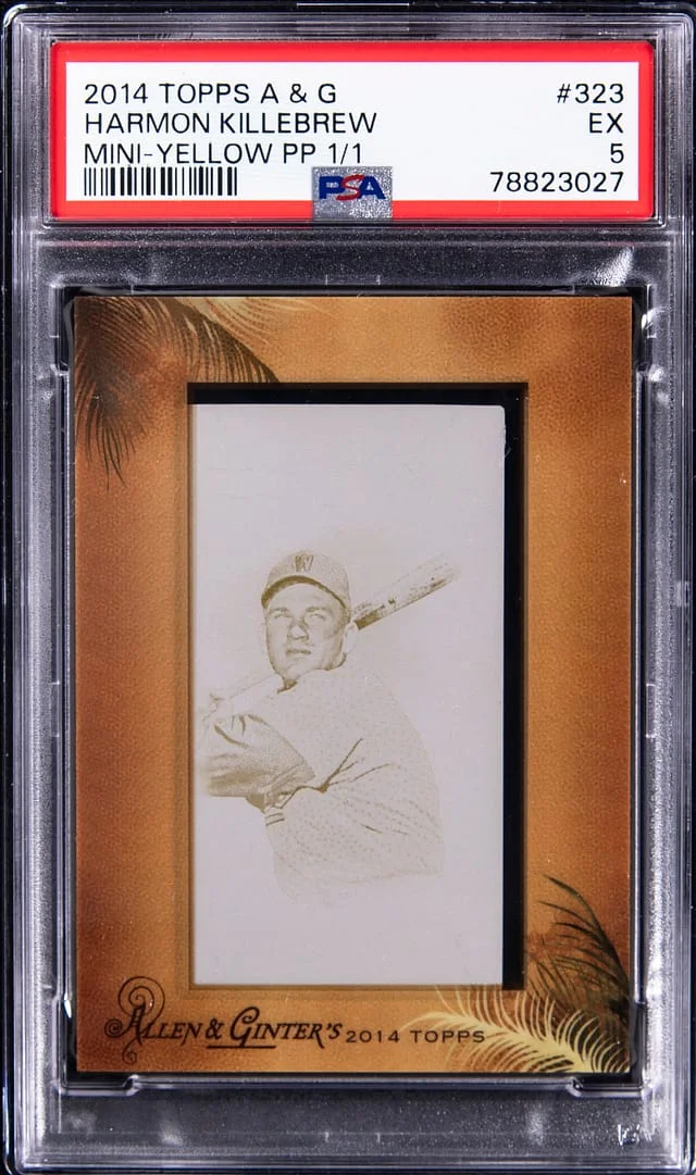 2014 Topps Allen & Ginter Harmon Killebrew Mini Yellow Printing Plate #323 card image