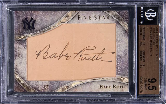 2014 Topps Babe Ruth Five Star Cut Signatures #FSCS-BR card image