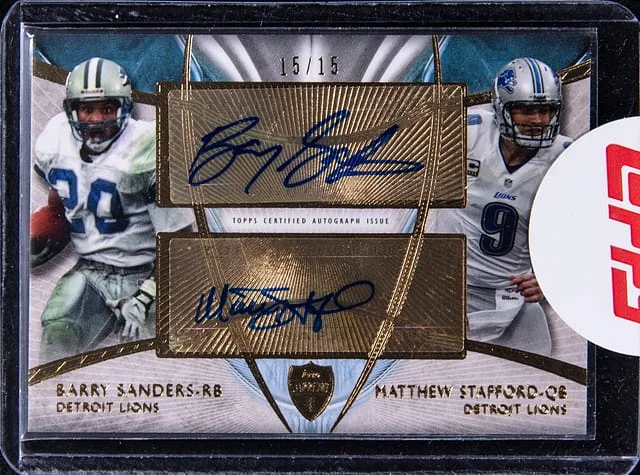 2014 Topps Barry Sanders/Matthew Stafford Supreme Dual Autographs #SDA-SST card image