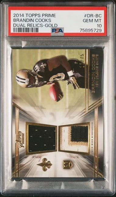 2014 Topps Brandin Cooks Prime Dual Relics Gold #DR-BC card image