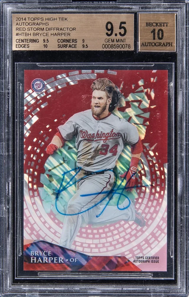 2014 Topps Bryce Harper High Tek Red Storm Diffractor Autographs #HT-BH card image