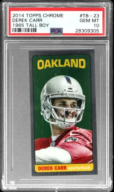 2014 Topps Chrome Derek Carr 1965 Tall Boy #TB-23 card image