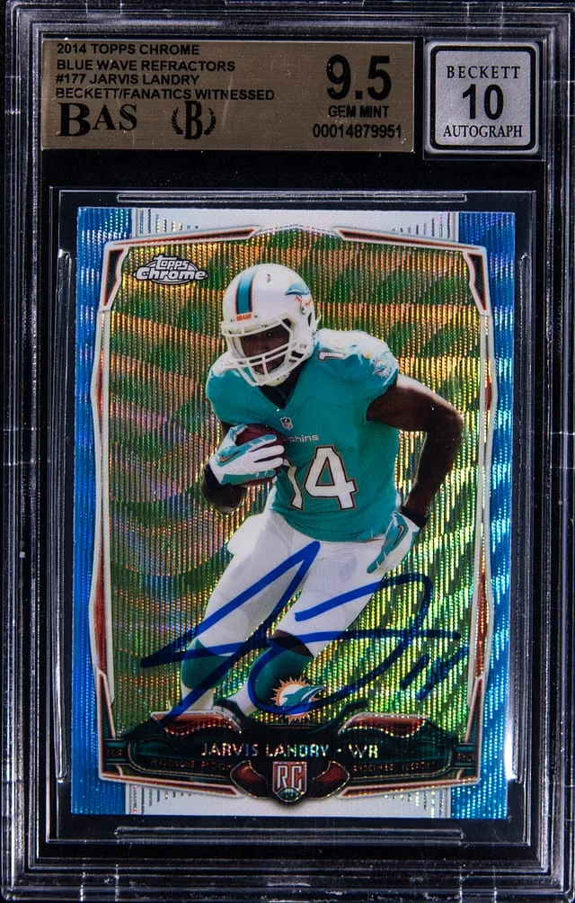 2014 Topps Chrome Jarvis Landry Blue Wave Refractors #177 card image