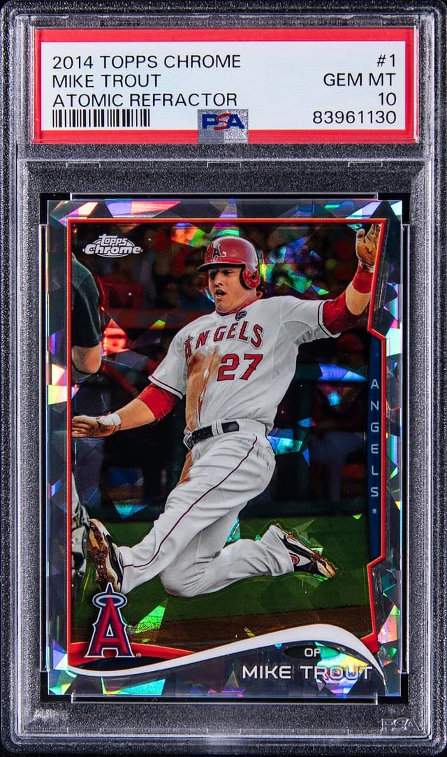 2014 Topps Chrome Mike Trout Atomic Refractor #1 card image