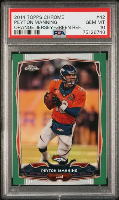 2014 Topps Chrome Peyton Manning, Orange Green Refractor #42 card image