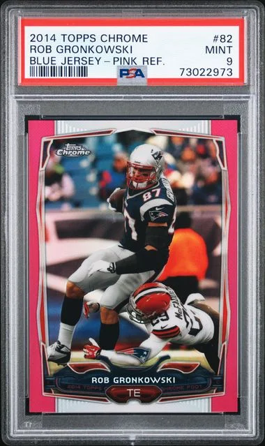 2014 Topps Chrome Rob Gronkowski, Blue Pink Refractor #82 card image