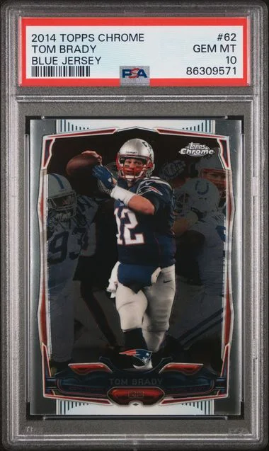 2014 Topps Chrome Tom Brady Blue Jersey #62 card image