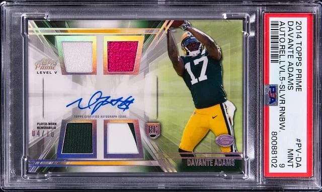 2014 Topps Davante Adams Prime Autograph Relic Level 5 Silver Rainbow #PV-DA card image