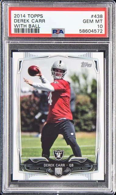 2014 Topps Derek Carr With Ball #438 card image