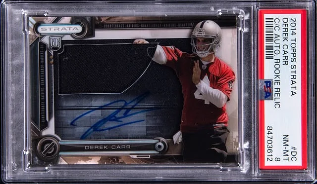 2014 Topps Derek Carr Strata Clear Cut Autographed Relic #CCAR-DC card image